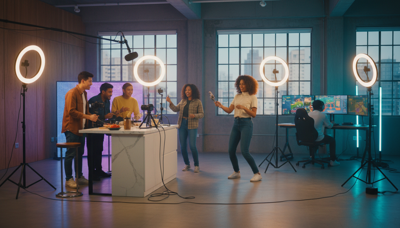 Creators filming in a studio